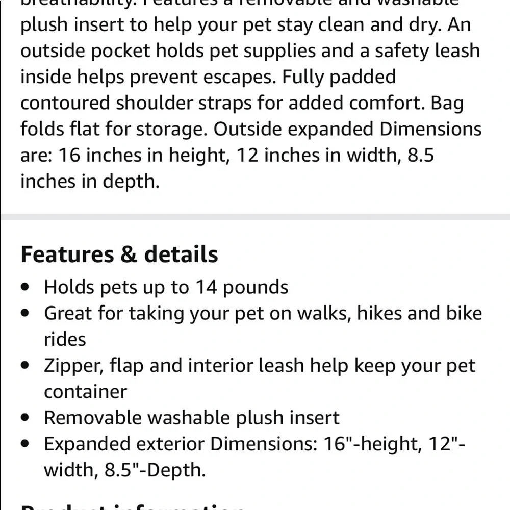 New! Never used Dog backpack